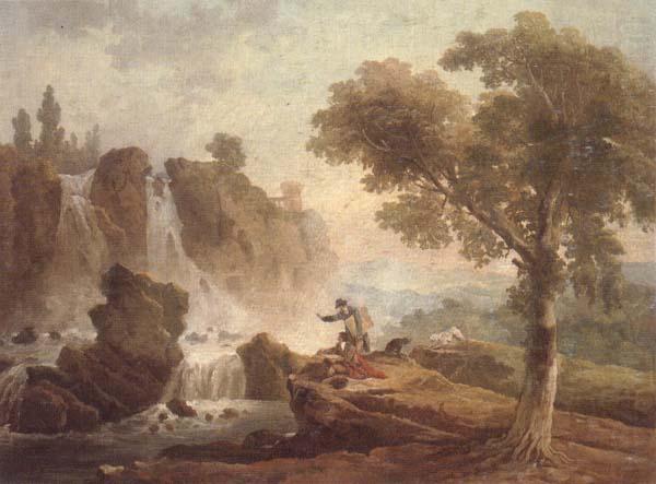 unknow artist Rome,a view of the falls at tivoli with two artists sketching from a promontory china oil painting image